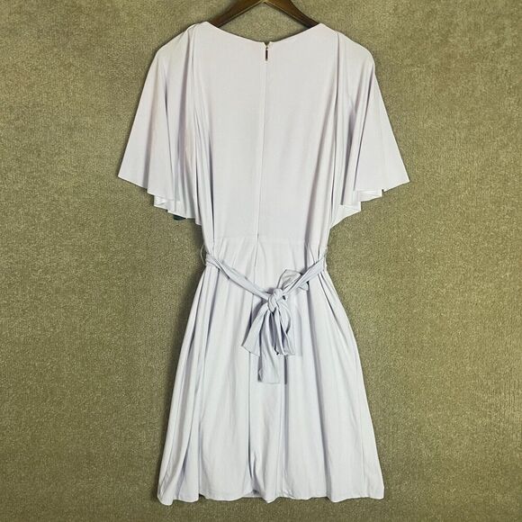 Ralph Lauren Gaelyn Dress Womens 8 Purple Tie-Waist Jersey Flutter Sleeve NEW - Picture 12 of 13
